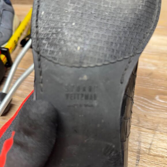 Stuart Weitzman Women’s Croc Embossed Black Patent Leather Loafers Size 8.5 - Picture 4 of 6